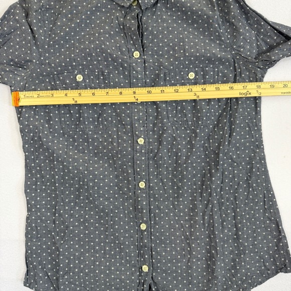 Old Navy Womens Blue Polka Dot Cotton Button Down Shirt Size Medium Long Sleeve - Picture 4 of 9